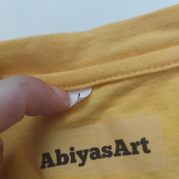 Abiyas Art Size Large V Neck T Shirt Elephant Graphic Yellow Cotton - Picture 3 of 3
